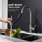 Single Handle High Arc Pull out Kitchen Faucet with Pull down Sprayer Stainless Steel Sink Faucet