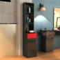 Standing 5 Compartments 1 Drawer 1 Door MDF Barber Cabinet Black and Red