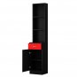Standing 5 Compartments 1 Drawer 1 Door MDF Barber Cabinet Black and Red