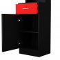 Standing 5 Compartments 1 Drawer 1 Door MDF Barber Cabinet Black and Red