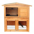 40" Triangle Roof Waterproof Wooden Rabbit Hutch A-Frame Pet Cage Wood Small House Chicken Coop