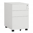 39cm Wide Three Drawer Side Pull Movable Cabinet White