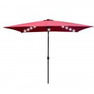 Outdoor Patio Umbrella 10 Ft x 6.5 Ft Rectangular with Crank Weather Resistant Protection, Burgundy