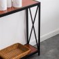 Triamine Board Cross Iron Frame Porch Table Sofa Side Table Reddish Brown Wood Grain