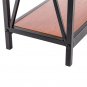 Triamine Board Cross Iron Frame Porch Table Sofa Side Table Reddish Brown Wood Grain