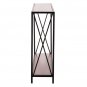 Triamine Board Cross Iron Frame Porch Table Sofa Side Table Reddish Brown Wood Grain