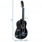 39 Inch 4/4 Size Classical Guitar 19 Frets Beginner Kit for Students Children Adult String Black
