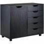 Wood Filing Cabinet, 5 Drawers plus 2-compartment Cabinet&iuml;&frac14;�Black Color