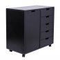 Wood Filing Cabinet, 5 Drawers plus 2-compartment Cabinet&iuml;&frac14;�Black Color