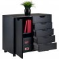 Wood Filing Cabinet, 5 Drawers plus 2-compartment Cabinet&iuml;&frac14;�Black Color