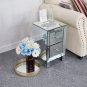 Mirror Two Drawer Bedside Table Silver