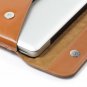 LENTION Split Leather Sleeve Magnetic Snaps Case Compatible with 15-inch Slim Laptops (Brown & Gray)