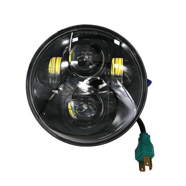 5.75" 40W 8-LED 6000K White Light IP67 Waterproof LED Headlight for Vehicles Black