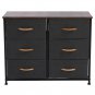 3-Tier Wide Dresser, Storage Unit with 6 Easy Pull Fabric Drawers, Metal Frame, and Wooden, Gray