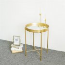 19" Round End Table- Gold Metal Frame Circle Mirrorred End Table For Livingroom,Bedroom