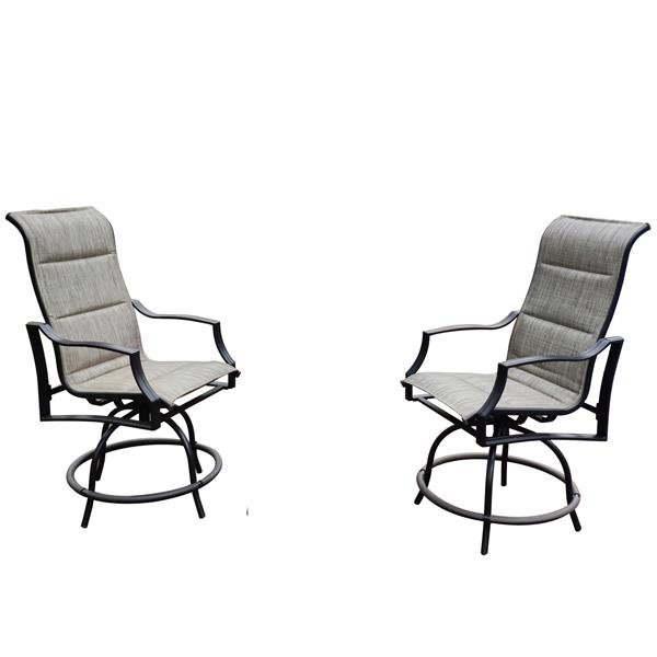 Outdoor Patio Furniture Bar High Swivel Chairs,2 Pcs,Suitable For Yard,Backyard And Garden