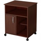 Printer Stand with Door Storage Office Cabinet, Wooden Under Desk Printer with Wheels Brown Color