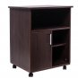 Printer Stand with Door Storage Office Cabinet, Wooden Under Desk Printer with Wheels Brown Color