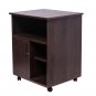 Printer Stand with Door Storage Office Cabinet, Wooden Under Desk Printer with Wheels Brown Color