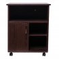 Printer Stand with Door Storage Office Cabinet, Wooden Under Desk Printer with Wheels Brown Color