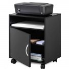Printer Stand with Storage Mobile Black Wooden Work Cart On Wheels