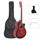 Glarry GT501 40 inch Spruce Front Cutaway Folk Guitar with Bag & Board & Wrench Tool Gradient Red