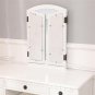Dresser Three-Fold Square Mirror Drawers Roman Column Table/Stool White