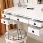 Dresser Three-Fold Square Mirror Drawers Roman Column Table/Stool White