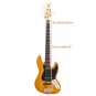Glarry Gjazz Electric String Bass Guitar Full Size Bag Strap Pick Connector Wrench Tool Transparent