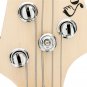 Glarry Gjazz Electric String Bass Guitar Full Size Bag Strap Pick Connector Wrench Tool Transparent