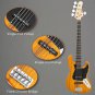Glarry Gjazz Electric String Bass Guitar Full Size Bag Strap Pick Connector Wrench Tool Transparent