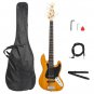 Glarry Gjazz Electric String Bass Guitar Full Size Bag Strap Pick Connector Wrench Tool Transparent