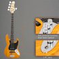 Glarry Gjazz Electric String Bass Guitar Full Size Bag Strap Pick Connector Wrench Tool Transparent