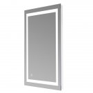 36"x 28" Square Built-in Light Strip Touch LED Bathroom Mirror Silver
