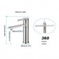 360-Degree Rotating Bathroom Basin Sink Faucet Single Handle Lavatory Water-Saving Stainless Steel