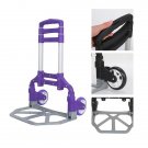 Folding Trolley Luggage Dolly Cart Height Adjustable Aluminum Collapsible Hand Cart with PU Wheels