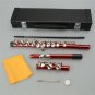 Cupronickel C 16 Closed Holes Concert Band Flute Red