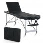 84" 3 Sections Folding Portable Aluminum Foot Beauty Massage Bed 60CM Wide Adjustable Height Black