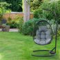 Swing Chair Hanging Chair Cushion with Steel Support Frame Wicker Hanging Egg Basket Seat for Home