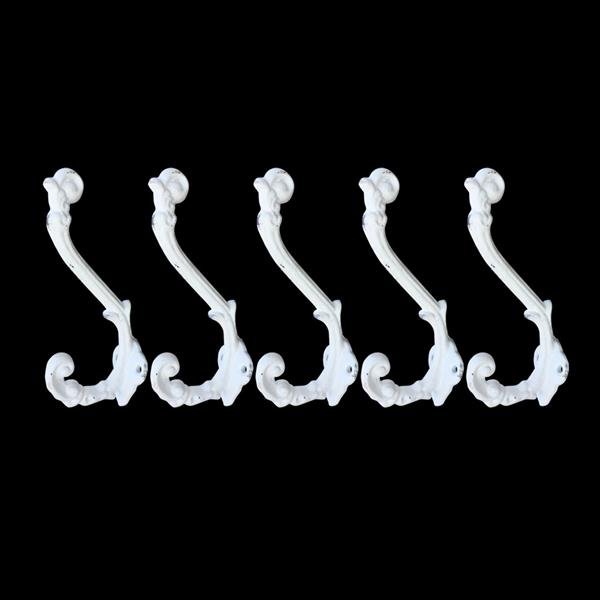 Vintage Style Cast Iron Wall Coat Hooks Hat Hook Hall Tree 5 1/3" White GG014