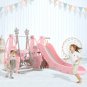 Toddler Climber And Swing Set, 4 in 1 Climber Sliding Playset w/Basketball Hoop