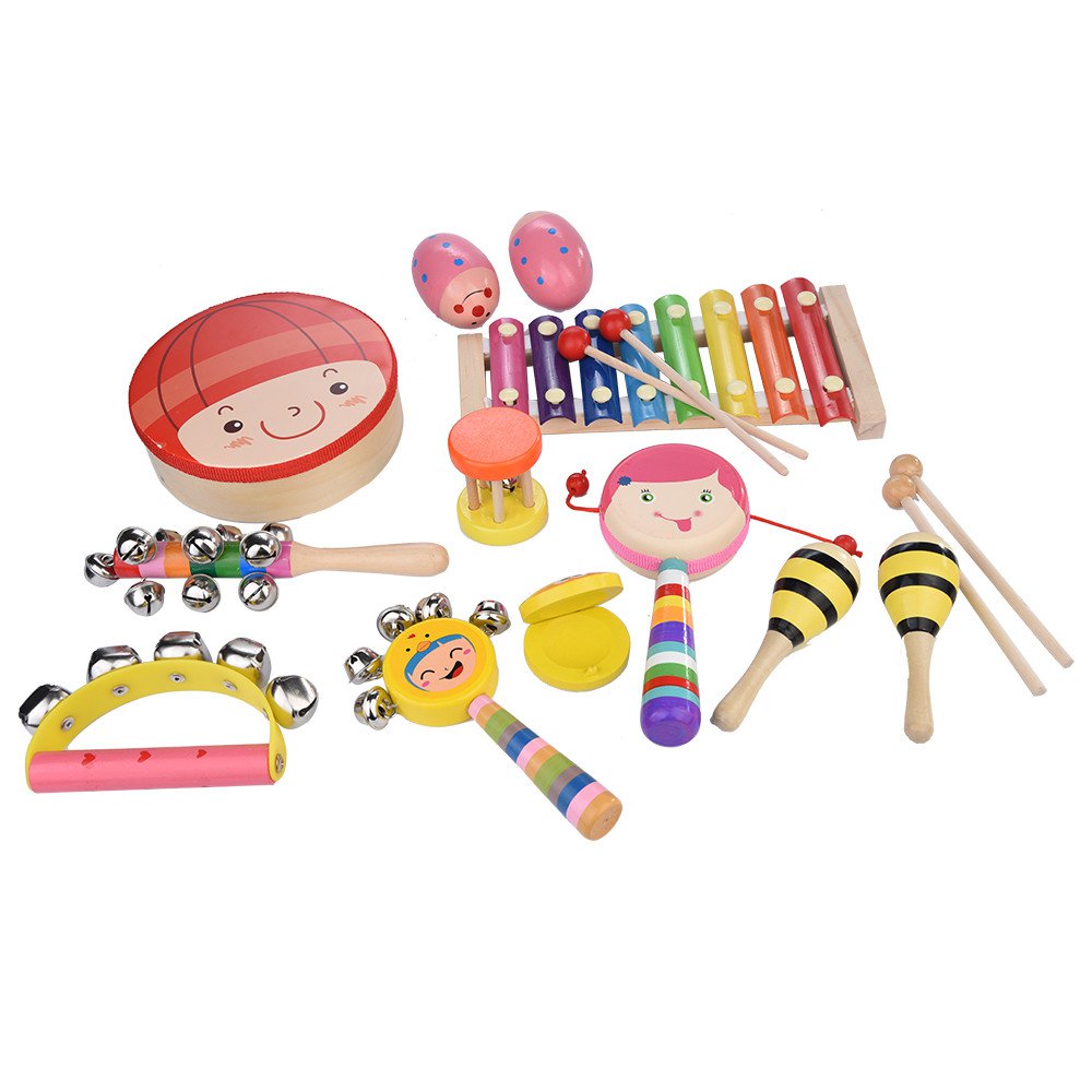 12PCS Childrens Percussion Toy Set Preschool Education Tool With Carrying Case