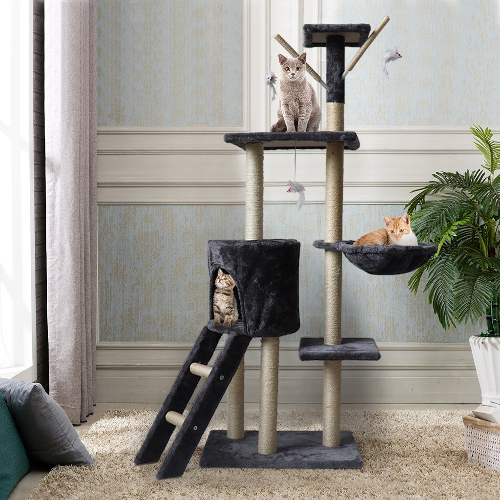 Cat Tower Kittens Pet Play House Cat Activity Tree Condo Scratching Sisal Post