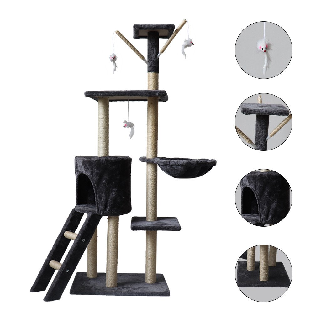 Cat Tower Kittens Pet Play House Cat Activity Tree Condo Scratching Sisal Post