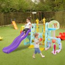 6 In 1 Climber Slide Playset Baby Swing Kids Playset For Backyard And Indoo