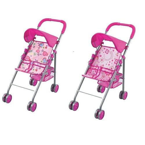 Doll Stroller with Hood and Basket