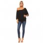 Women's 3/4 Three Quarter Sleeve Peasant Top with Elastic Neckline