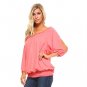 Women's 3/4 Three Quarter Sleeve Peasant Top with Elastic Neckline