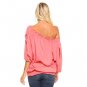 Women's 3/4 Three Quarter Sleeve Peasant Top with Elastic Neckline