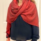 Red & Black Two Tone Wool And Silk Blend Scarf